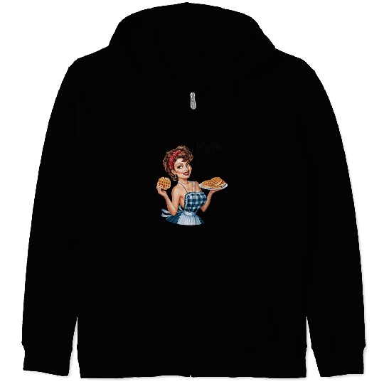 Waffle Delight: Retro Housewife Humor Zip Hoodies