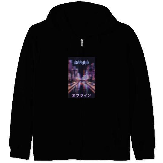 Offline Streetwear clothes aesthetic vaporwave Zip Hoodies