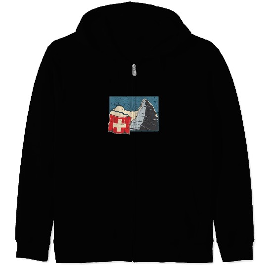 Vacation Skiing, Hiking, Mountain Switzerland Zip Hoodies