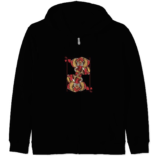 Elephant Steampunk Card Game Heart Queen Poker Zip Hoodies