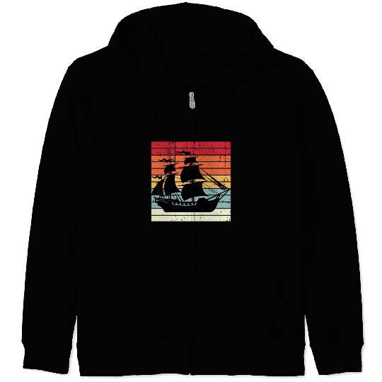 Pirate ship sunset Zip Hoodies