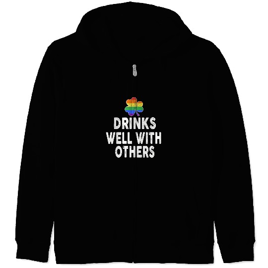 Drinks Well With Others LGBT Gay St Patricks Day Zip Hoodies