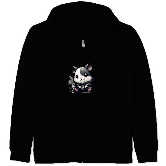 Charcoal Hip Hop Hamster Zip Hoodies