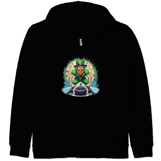 St. Patrick's Day Shamrock St Paddy's Day Curling Zip Hoodies