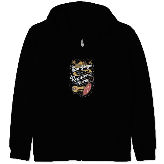 San Diego Registered Nurse Skyline Graphic Art Zip Hoodies