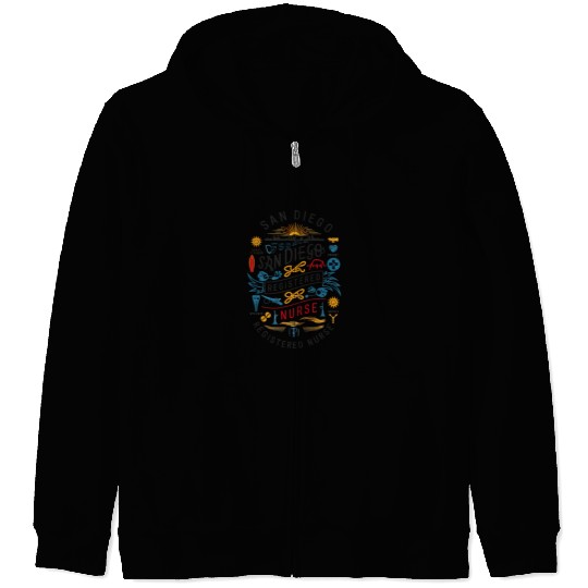 San Diego Registered Nurse Skyline Tribute Graphic Zip Hoodies