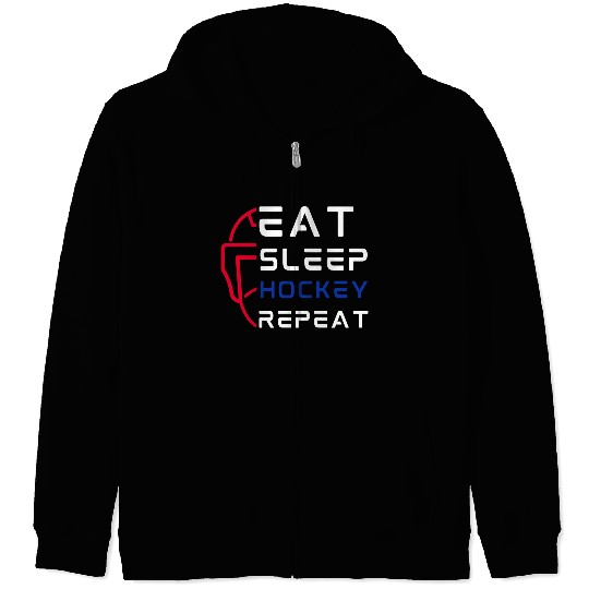 Eat Sleep Hockey Repeat For Hockey Player Coaches Zip Hoodies