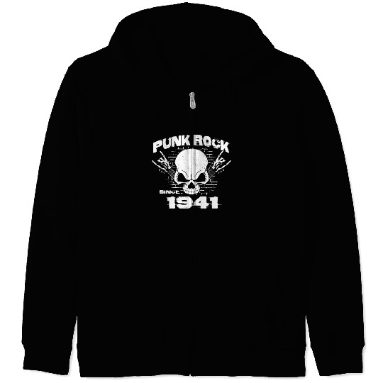 83rd Birthday - Punk Rock Since 1941 Skull Rock Zip Hoodies