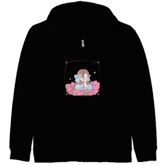 girl and tulips Zip Hoodies