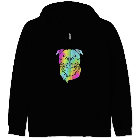 Pop Art Staffy Dog Face Staffordshire Bull Terrier Zip Hoodies