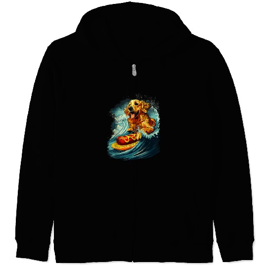 Space Dog surfing Hot Zip Hoodies
