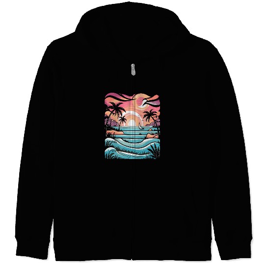 Azure Embrace Mediterranean Dreamscapes Zip Hoodies