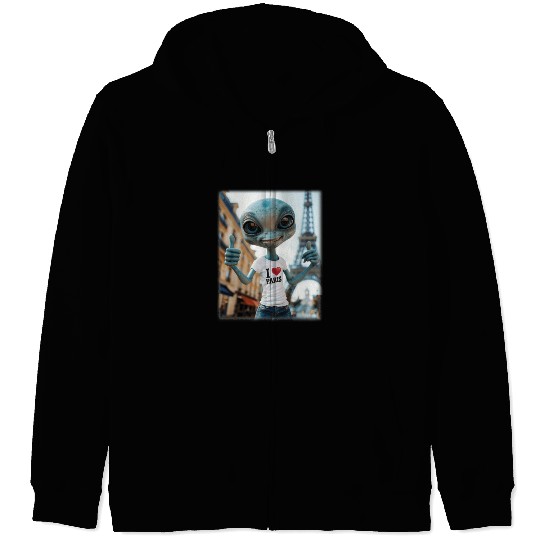 A Alien in Paris. I love Paris Zip Hoodies