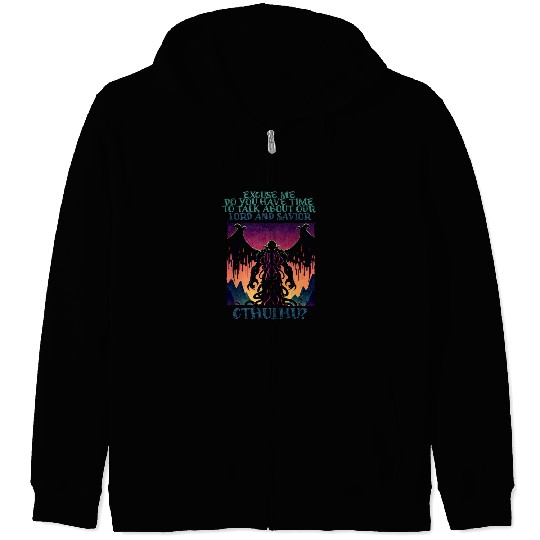 Lord & Savior Cthulhu Cult Lovecraft Necronomicon Zip Hoodies