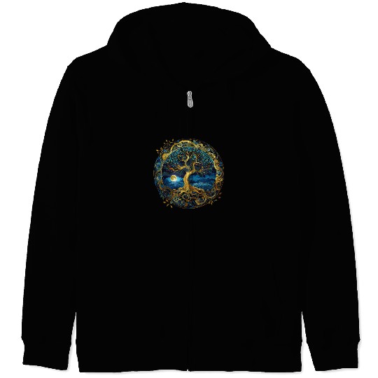 Irish Nordic Celtic Tree of Life Yggdrasil Zip Hoodies