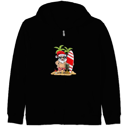 Santa Funny Christmas In July Zip Hoodies