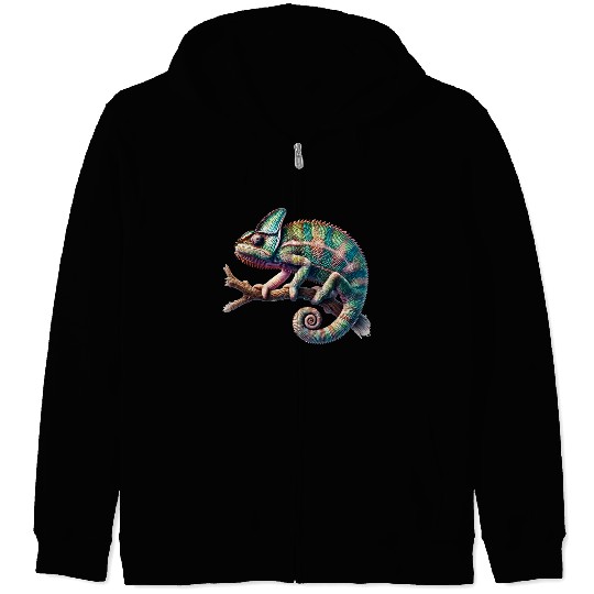 fascinating, lively chameleon motif Zip Hoodies