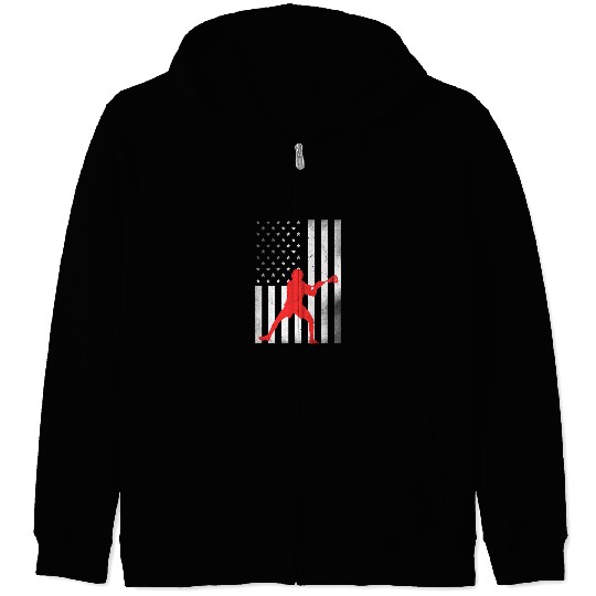 Lacrosse Vintage US Flag Proud Lacrosse Zip Hoodies
