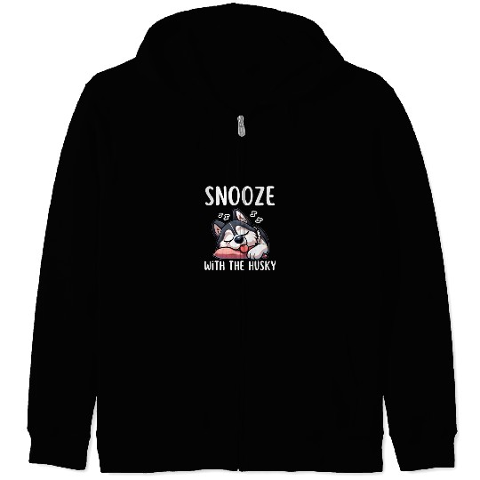 Snooze with the husky |Snooze Mode Husky Edition Zip Hoodies