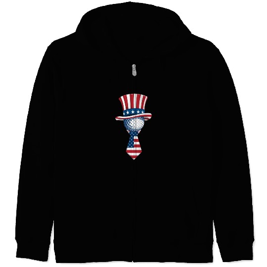 Patriotic Golf Ball with Stars and Stripes Hat Zip Hoodies