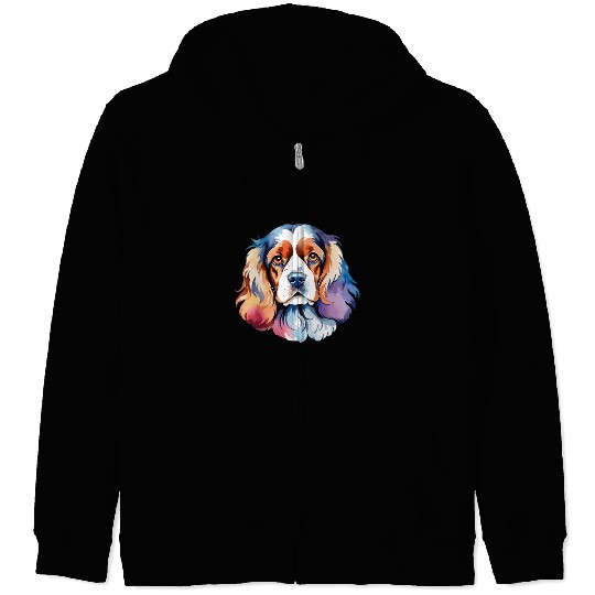 American Cocker Spaniel Watercolor Zip Hoodies