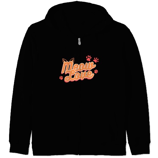 Meow Love, Cat Lover Zip Hoodies