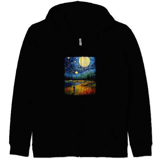 Golf Player Golfer Golfing Starry Night Painting Zip Hoodies