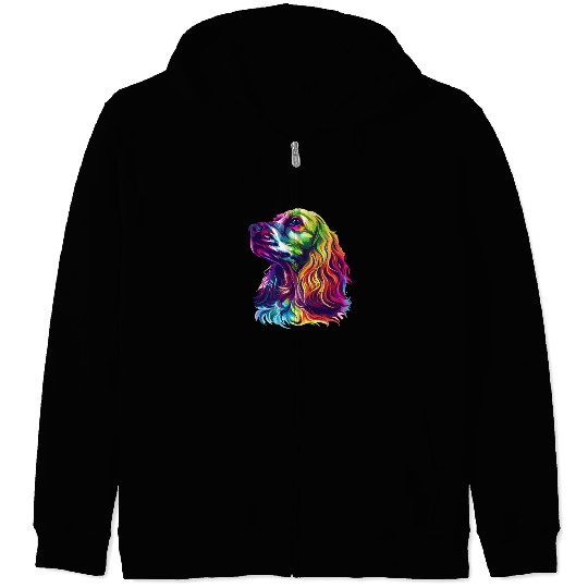Colorful Cocker Spaniel Portrait Art Zip Hoodies