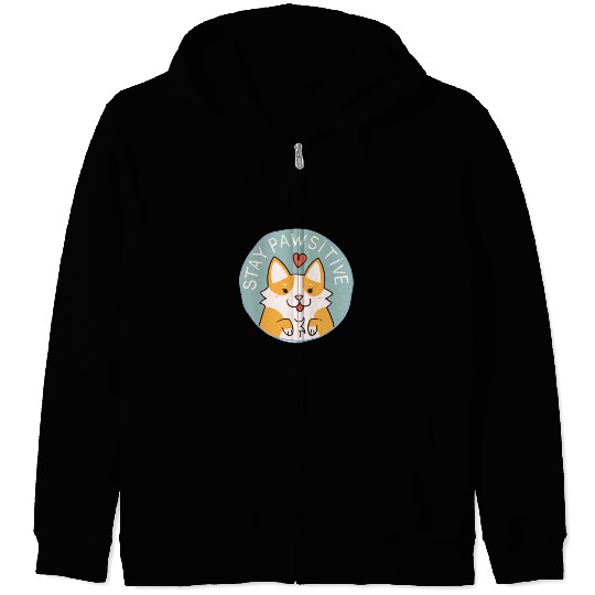 Corgi Pawsitive Badge Zip Hoodies