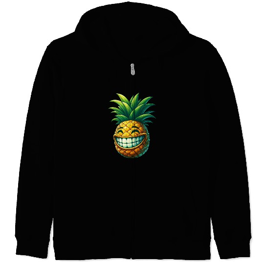 Pineapple fruit summer cartoon smile sweet cool Zip Hoodies