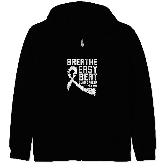 Breathe Easy Beat Lung Cancer Awareness Warriors Zip Hoodies