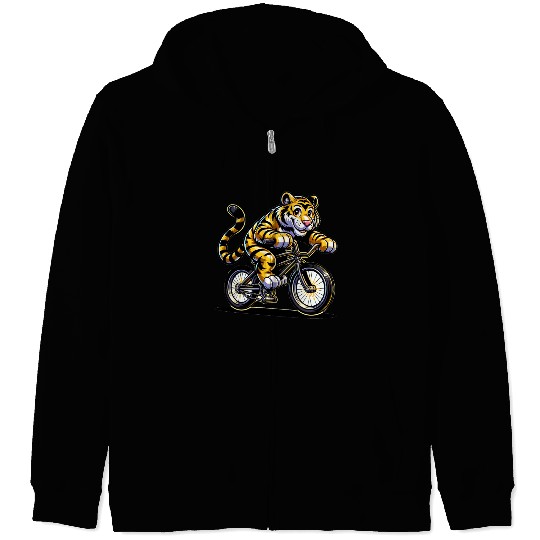 Cute Cyclist Tiger Zip Hoodies
