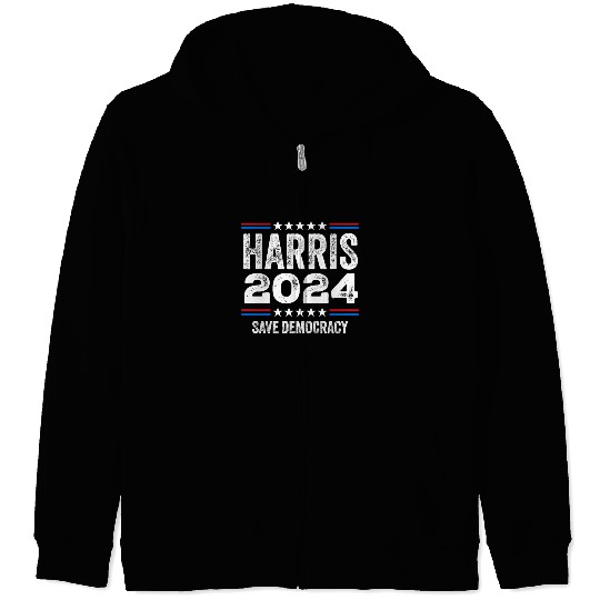 Kamala Harris 2024 Save Democracy US Election Zip Hoodies