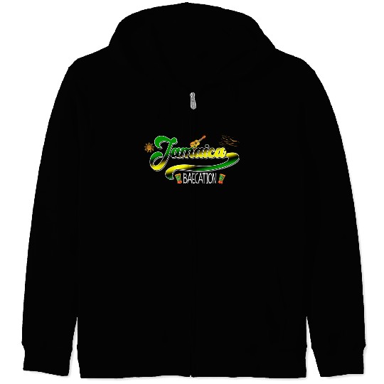 Jamaica Baecation Matching Typography Zip Hoodies