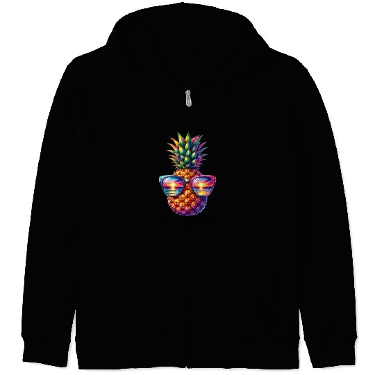 SUMMER PINEAPPLE SUNGLASSES Zip Hoodies