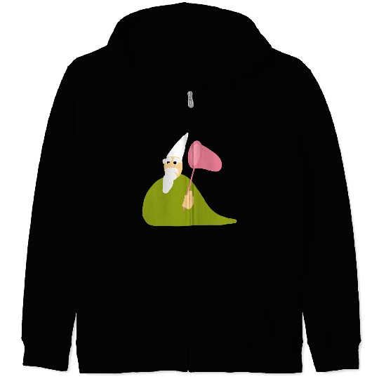Crawly Gnome Tiny Green Wizard, Funny Green Gnome Zip Hoodies