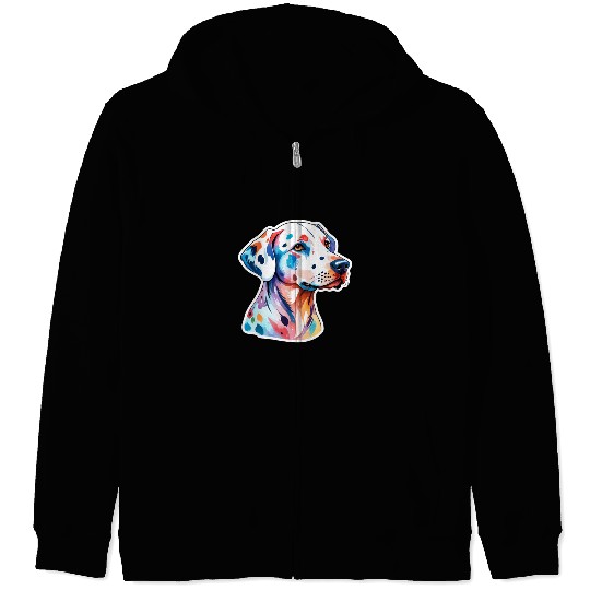 Dalmatian Dog Watercolor Zip Hoodies