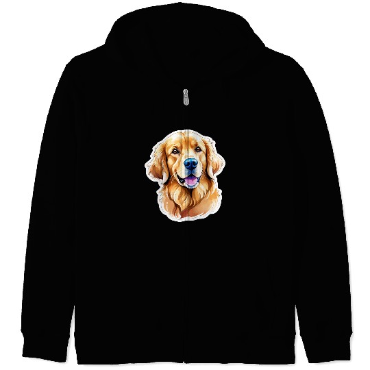 Golden Retriever Watercolor Zip Hoodies