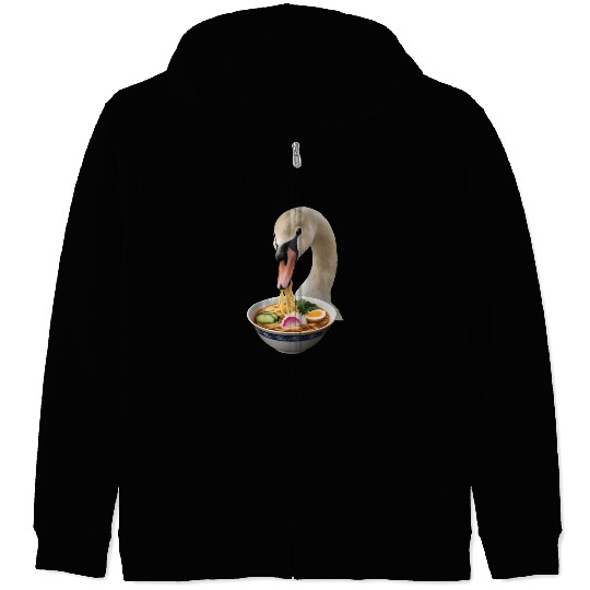 Swan Eating Ramen Realistic Zip Hoodies