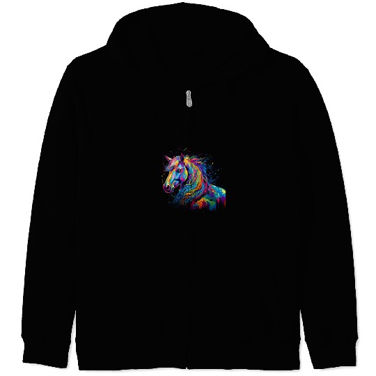 Color burst horse Zip Hoodies