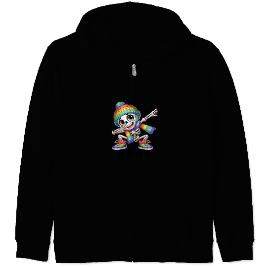 Halloween LGBTQ+ Homo sweet homo Skeleton Dabbing Zip Hoodies