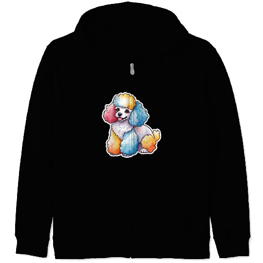 Poodle Watercolor Zip Hoodies