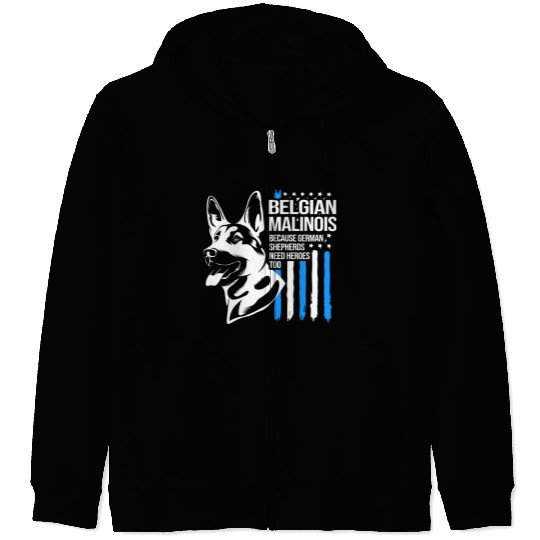 4th Of July US Flag Belgian Malinois K9 Dog Zip Hoodies