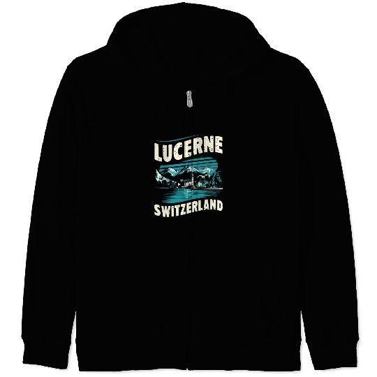 Lucerne Switzerland Souvenir Scenic Mountains Zip Hoodies