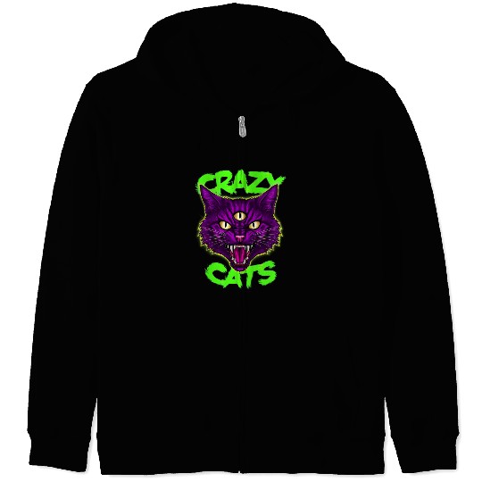 CRAZY CAT Zip Hoodies