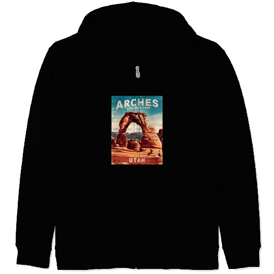 Vintage Travel Arches National Park Utah Landscape Zip Hoodies