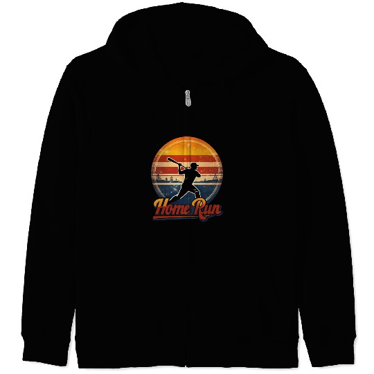 Silhouette Baseball Player Home Run Streetwear Zip Hoodies