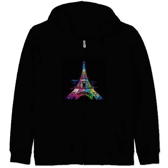 Street style graphic design of the Eiffel Tower Zip Hoodies