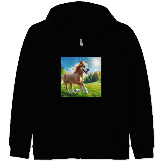 The golden retriever-horse Zip Hoodies