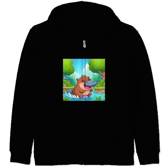 The hippo-platypus Zip Hoodies